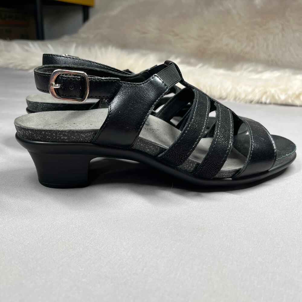 SAS Sandals Black Womens Size 10M Allegro Heel Strap Shoes Leather Comfort - Picture 13 of 16